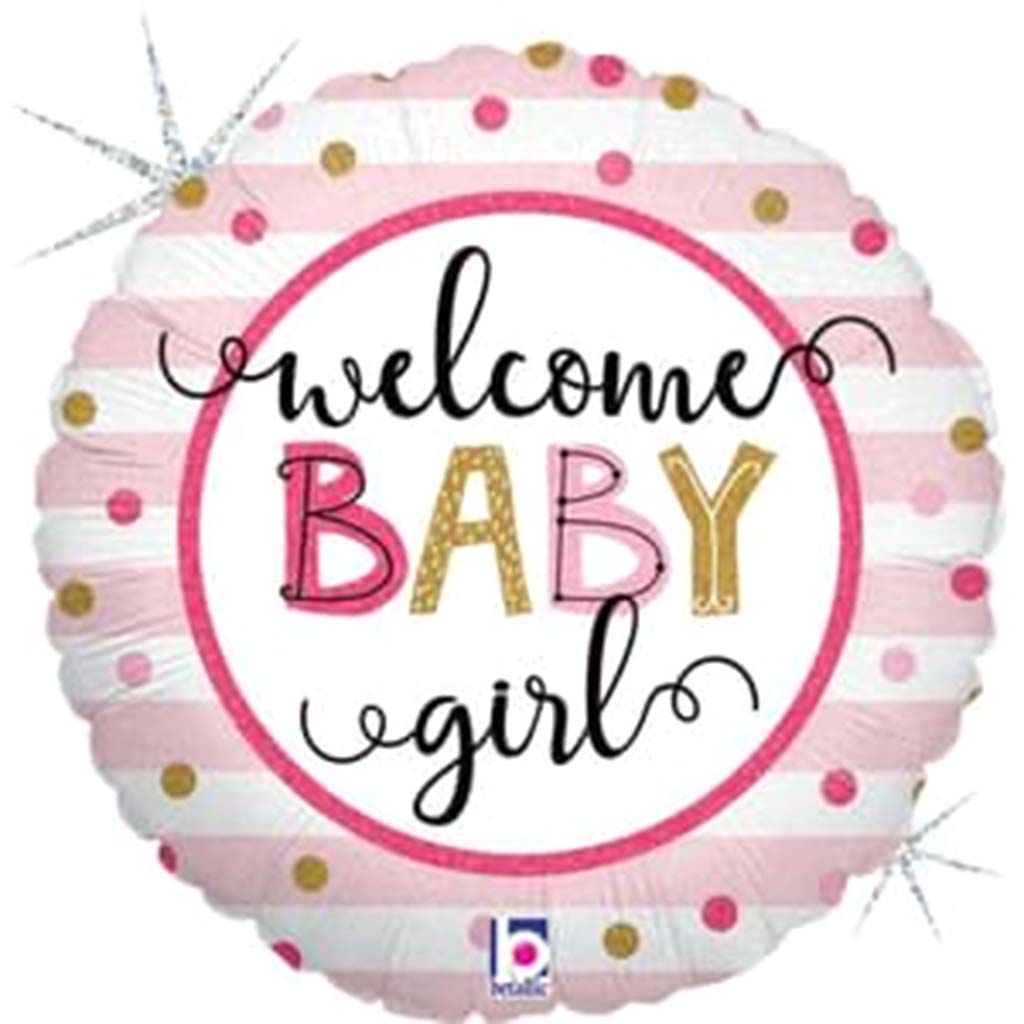 Baby Girl Stripes Foil Balloon, 18in