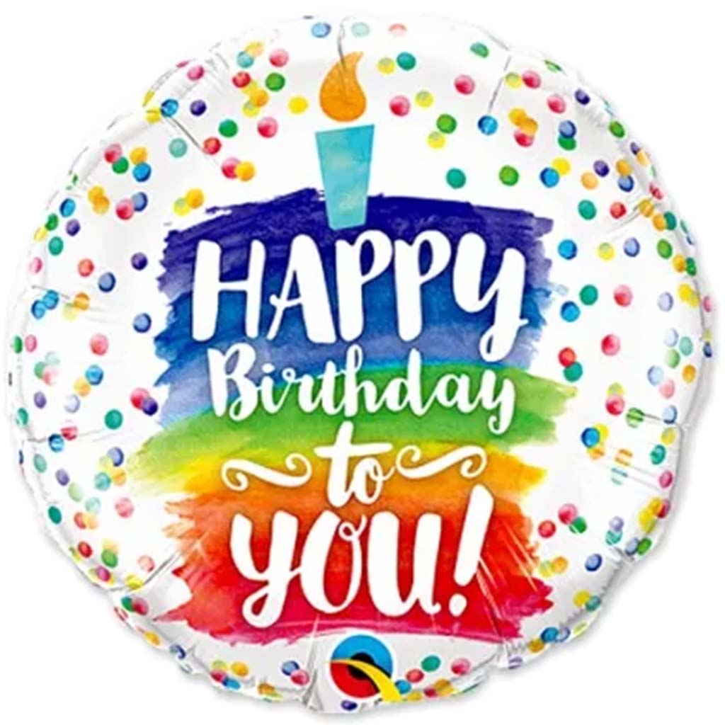 Happy Birthday To You Rainbow Cake Foil Balloon, 18in