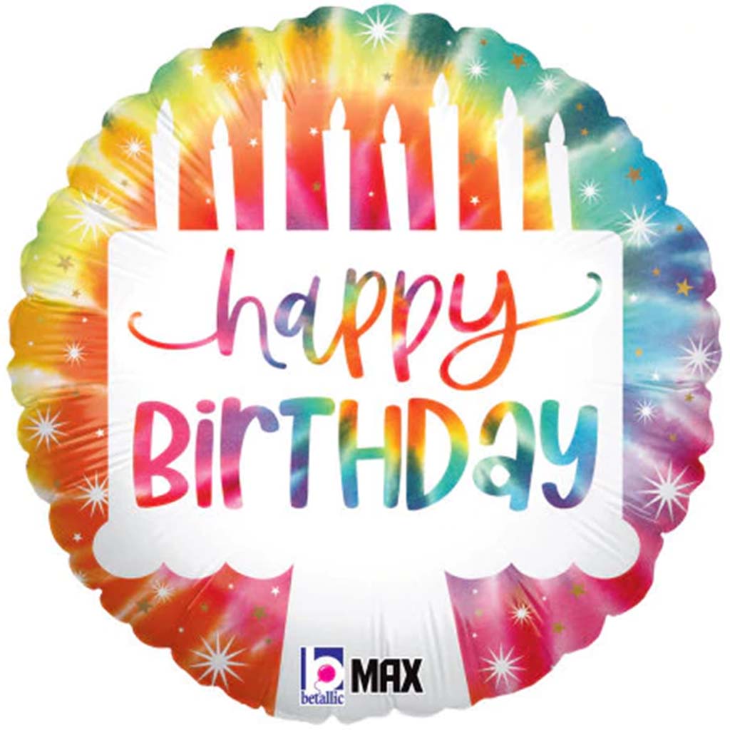 Tie-Dye Cake Birthday Max Float Foil Balloon, 18in