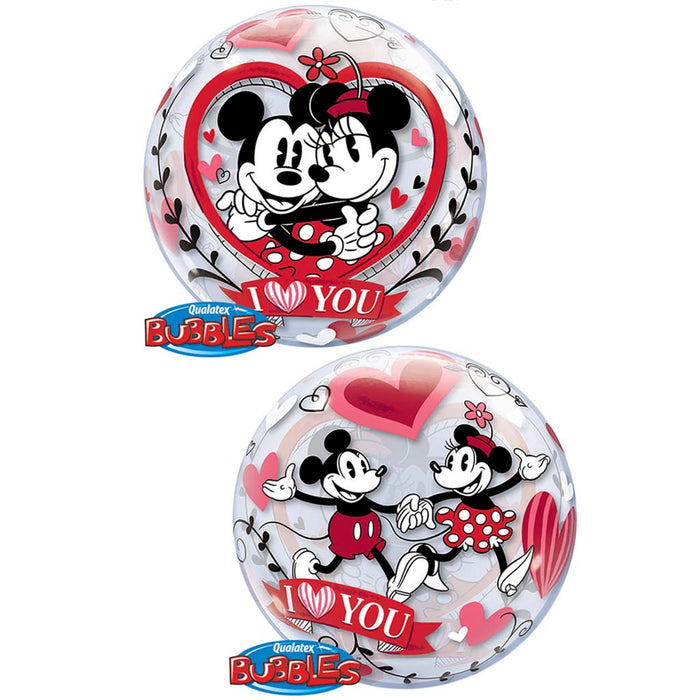Mickey & Minnie I Love You Bubble Balloon, 22in