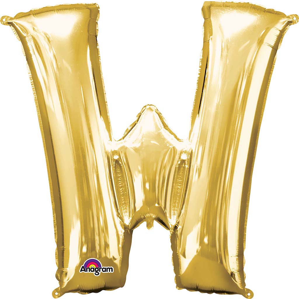 Foil Balloon Letter W 16in, Gold