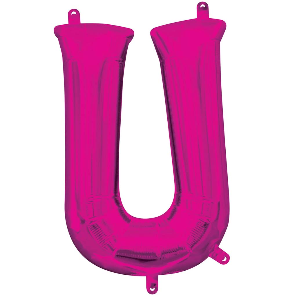 Foil Balloon Letter U 16in, Pink