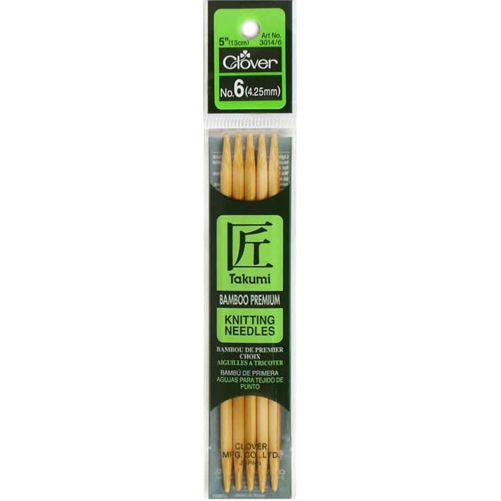 Bamboo Double Point Knitting Needles 5/Pkg-Size 6/4mm 5in