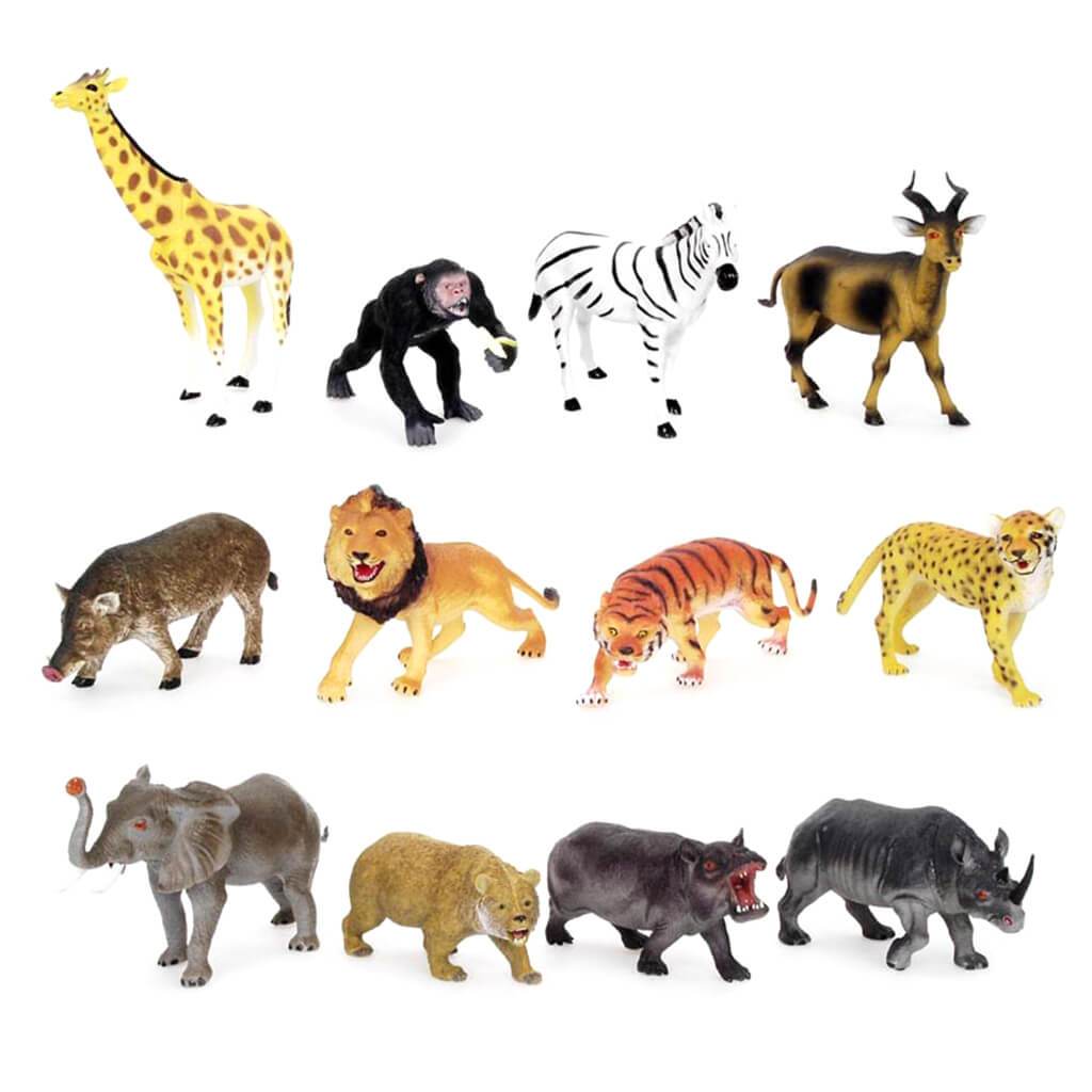 Assorted Plastic Jungle Animals, 10 to 12 Inches