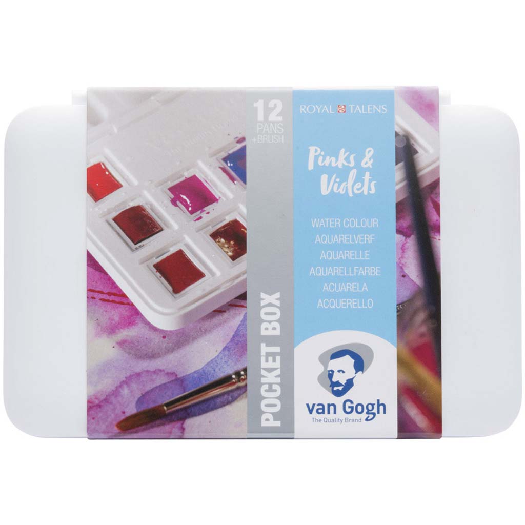 Van Gogh Watercolor Pocket Box 12 Half Pan Pinks &amp; Violets