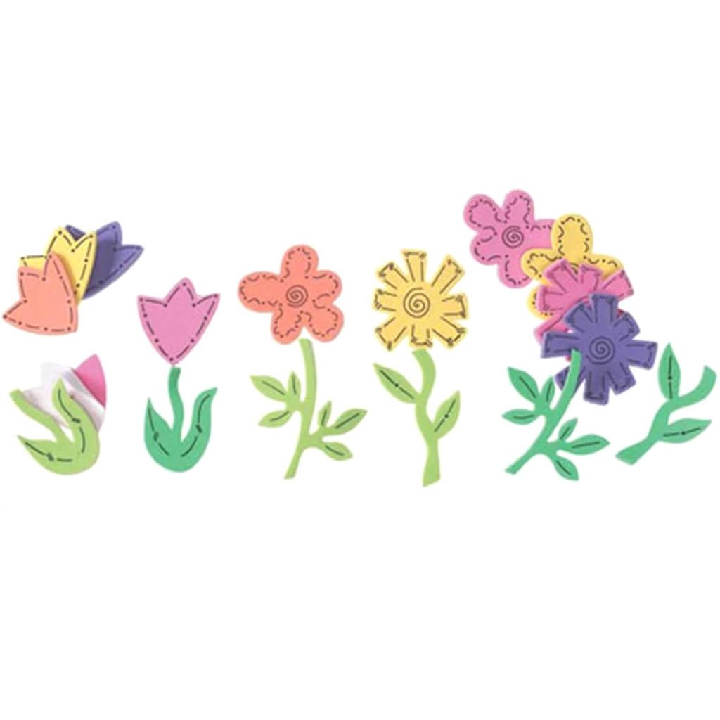 Foamies?® Stickers Flowers Pink, Yellow, Orange, Purple 80 pieces 