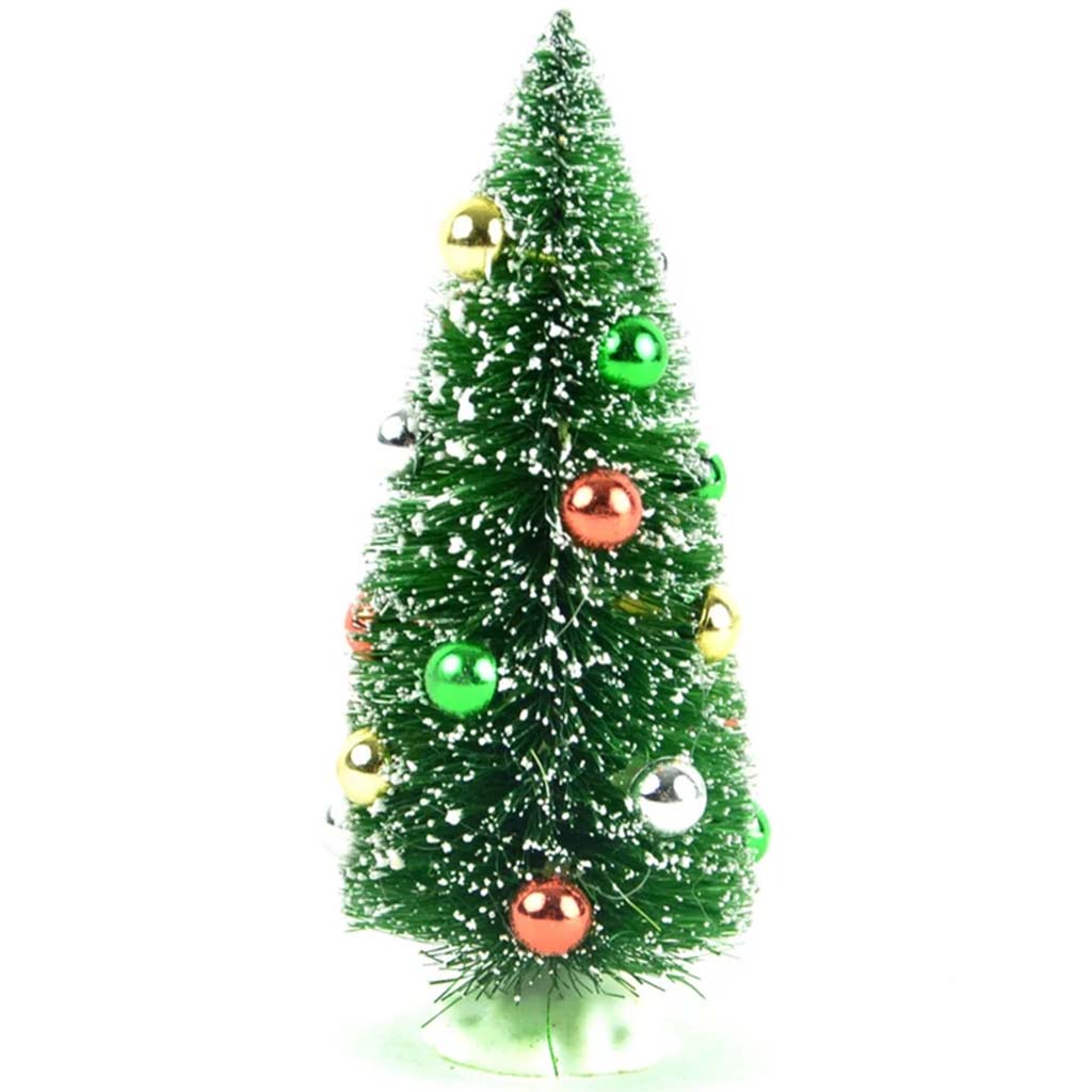 Green Bottle Brush Tree with Ornaments, 6in