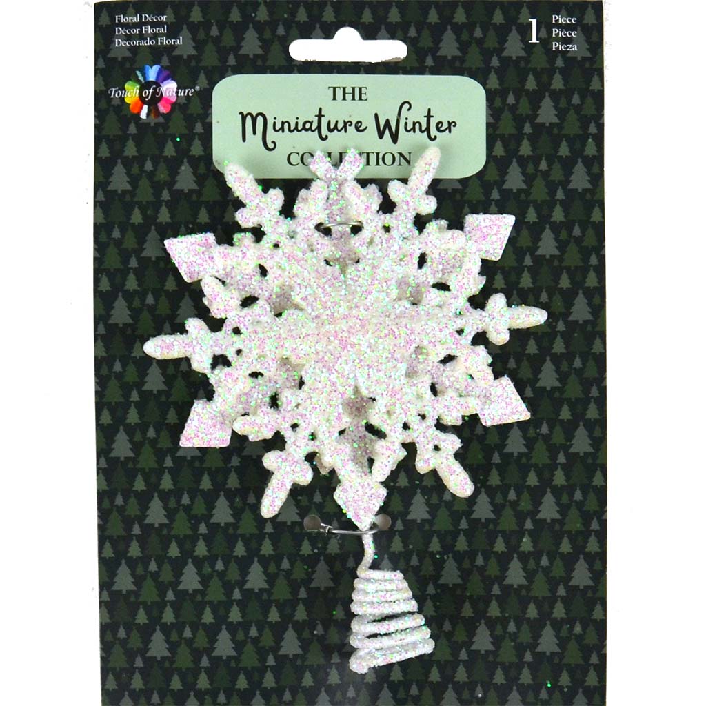 White Glitter Tree Topper, 3.75in