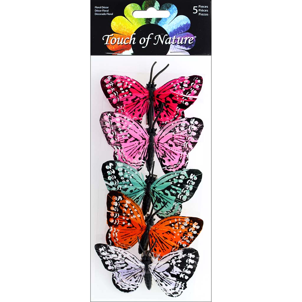 Butterfly Assortment Color on a Clip 5pc 3in