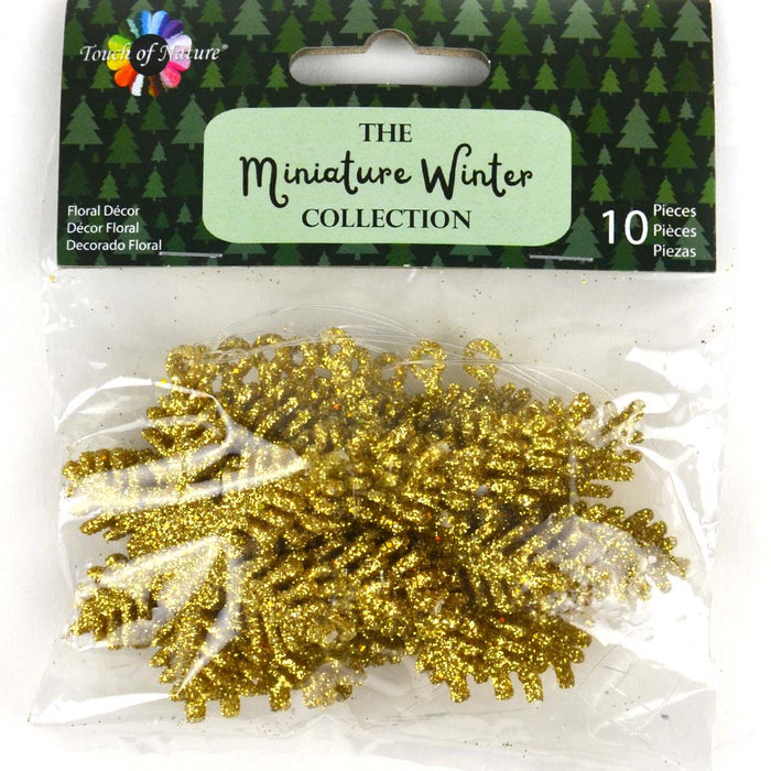 Mini Gold Glitter Snowflake 2in 10pcs