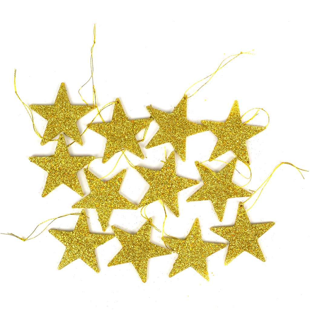 Mini Flat Gold Glitter Star 2in 10pcs