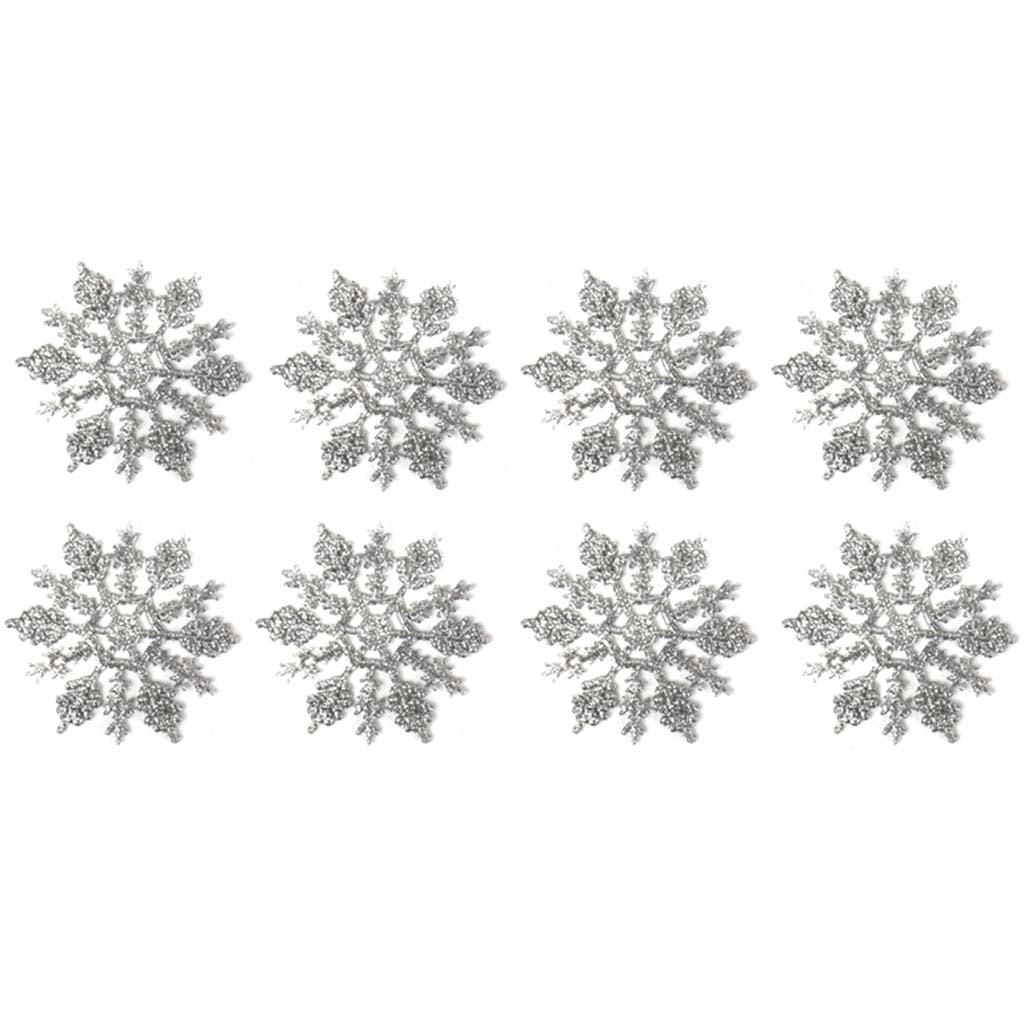 White Glitter Snowflakes 4in 8pcs