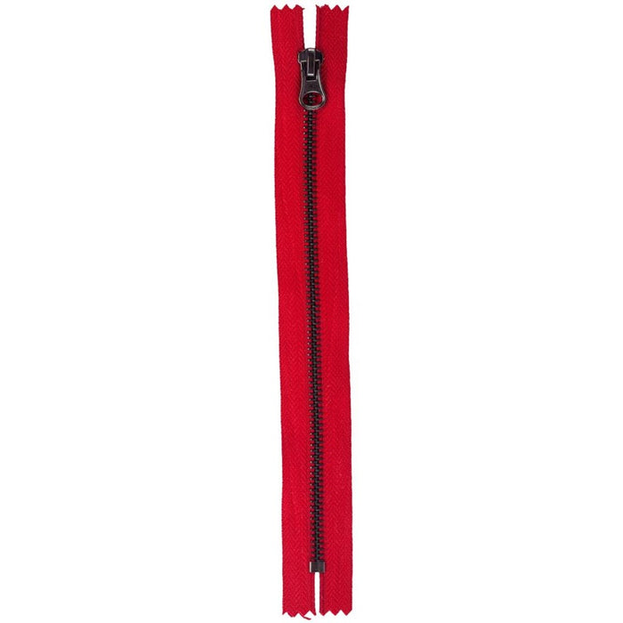 Coats Gunmetal Closed End Zipper 14in Red