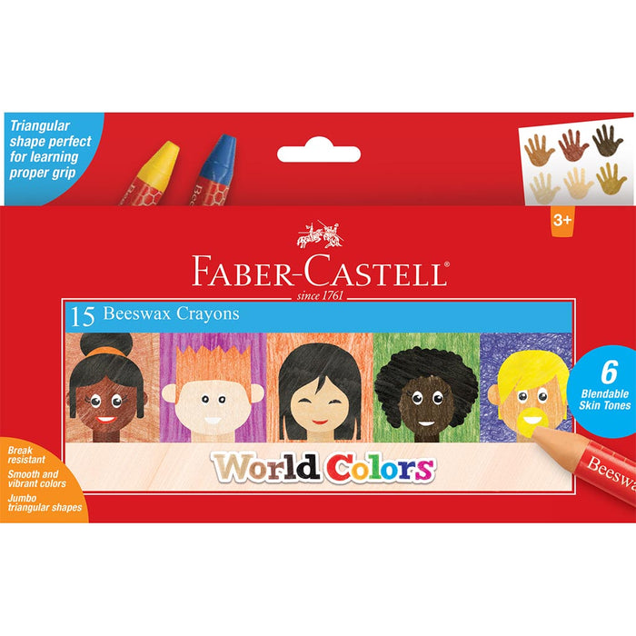 Faber Castell Jumbo Beeswax Crayons World Colors Set of 15