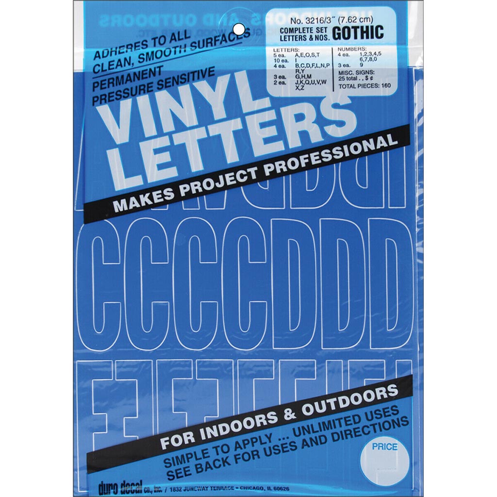 Permanent Adhesive Vinyl Letters &amp; Numbers 3in Blue