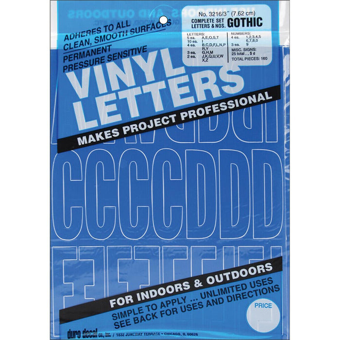 Permanent Adhesive Vinyl Letters & Numbers 3in Blue