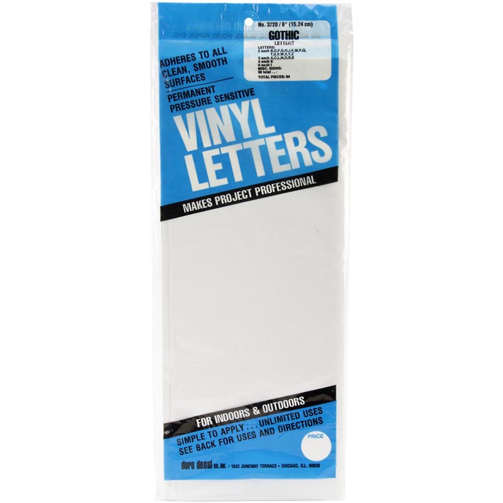 Permanent Adhesive Vinyl Letters &amp; Numbers 6in White