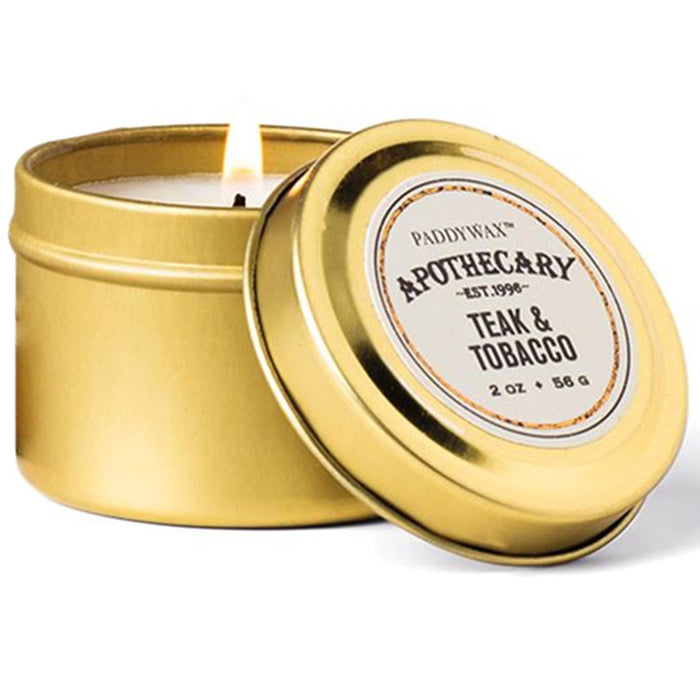 Apothecary Gold Tin Teak & Tobacco 2oz