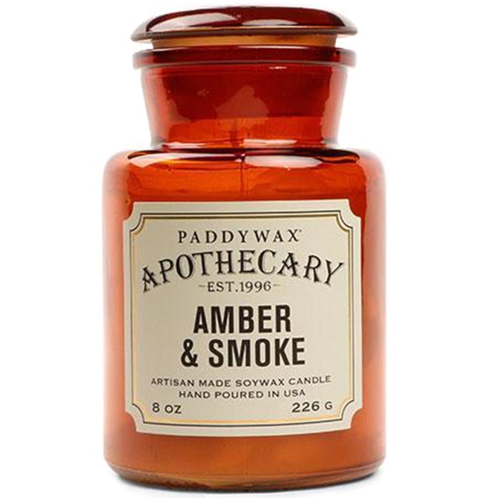 Apothecary Amber Glass Candle Amber &amp; Smoke 8oz