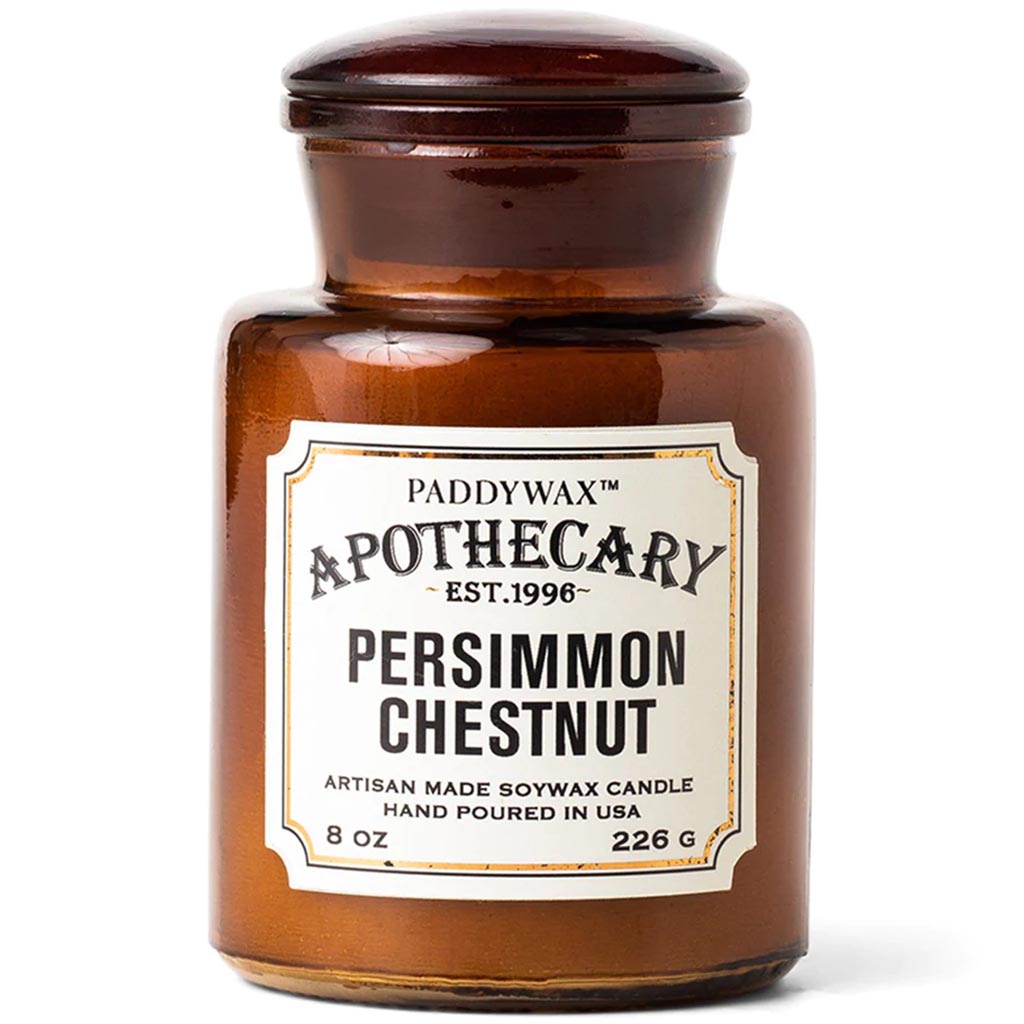 Apothecary Amber Glass Candle Persimmon Chestnut 8oz