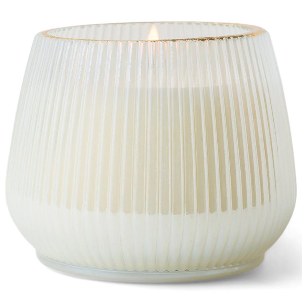 Lum Lustre White Ribbed Glass Vessel Persimmon Chestnut 12oz