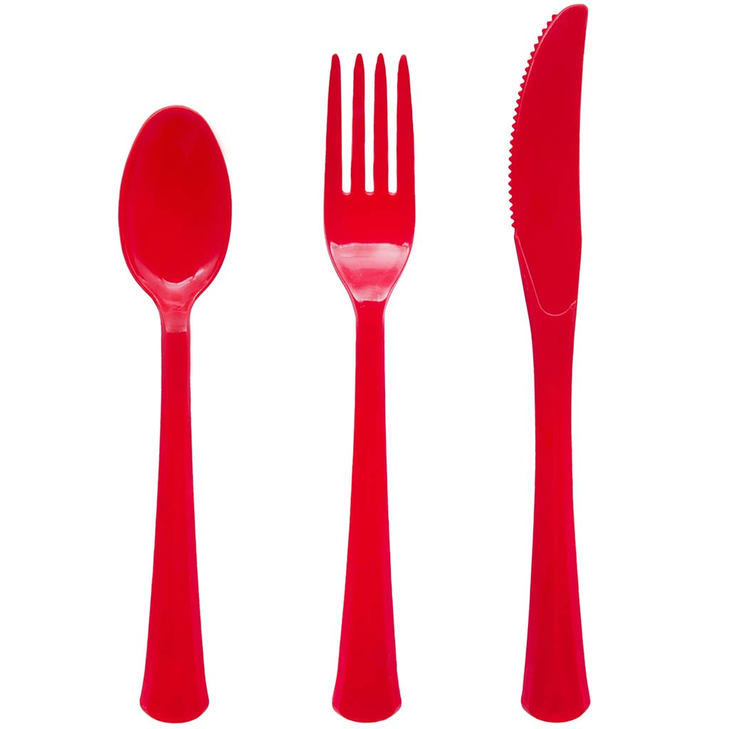 Red Combo Cutlery Heavy Duty, 24ct