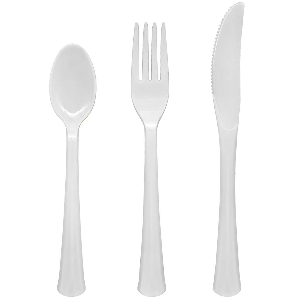 White Combo Cutlery Heavy Duty, 24ct