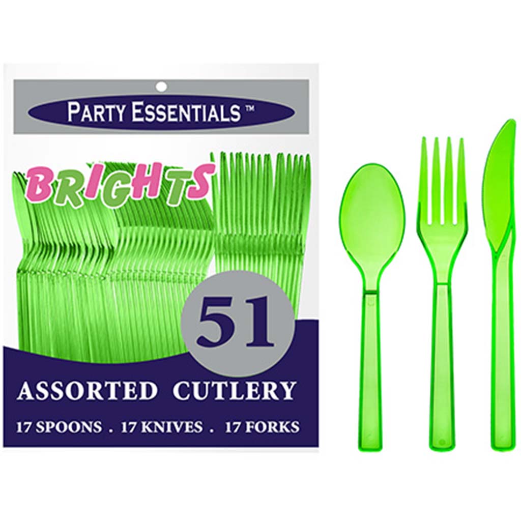 Neon Green Assorted Cutlery, 51ct