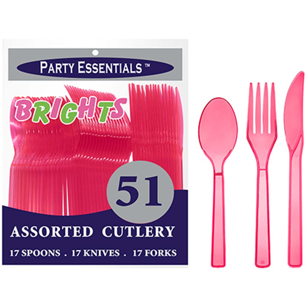 Neon Pink Assorted Cutlery, 51ct