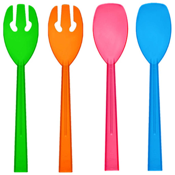 Assorted Neon Serving Forks & Spoons 9.5in