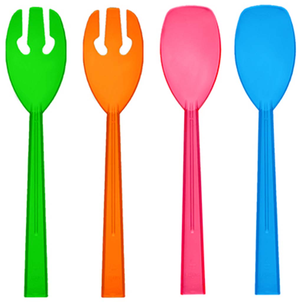 Assorted Neon Serving Forks &amp; Spoons 9.5in