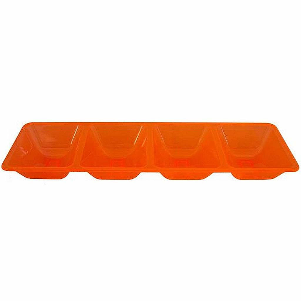 Neon Orange 4 Compartment Rectangular Tray