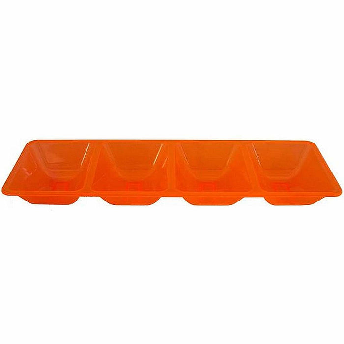 Neon Orange 4 Compartment Rectangular Tray