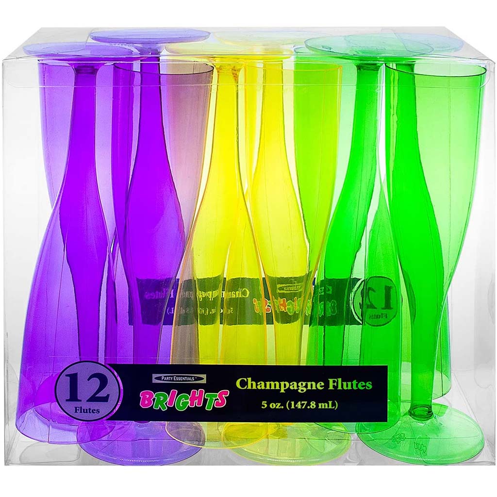 Champagne Flute Mardi Gras 12ct