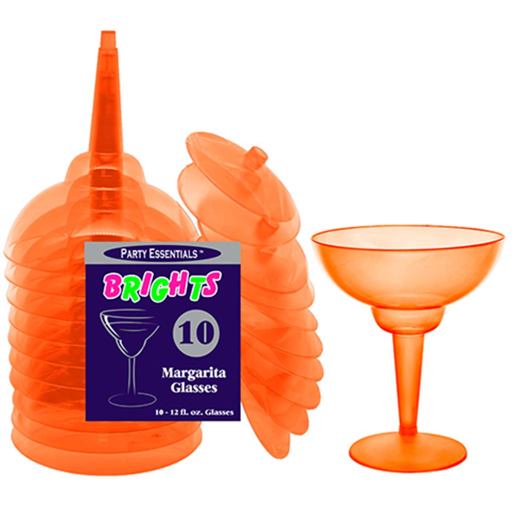 Neon Orange Margarita Glass 12oz, 10ct