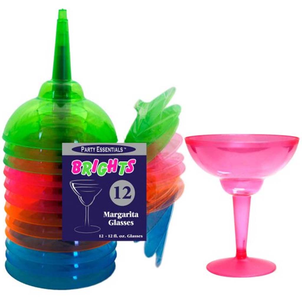 Assorted Neon Margarita Glass 12oz, 12ct