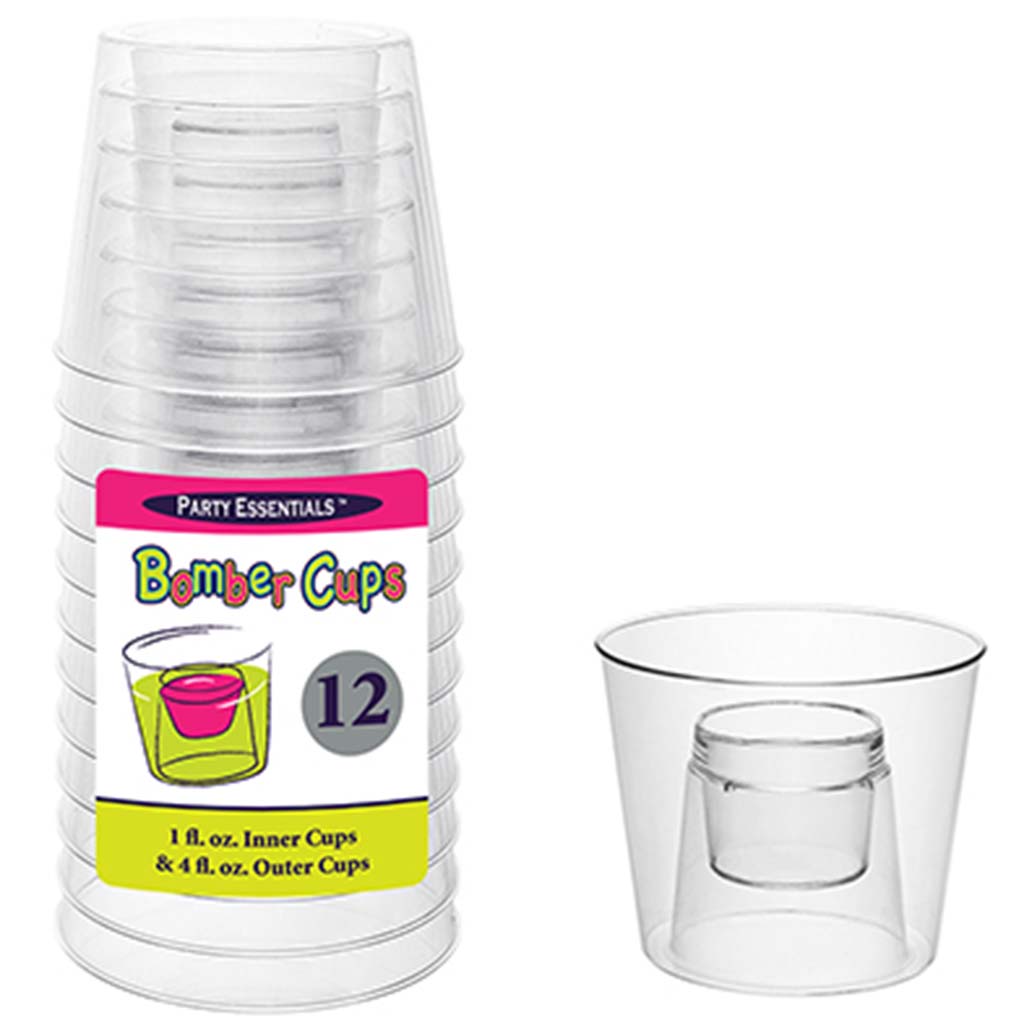 Clear Bomber Cup Hard Plastic 12ct