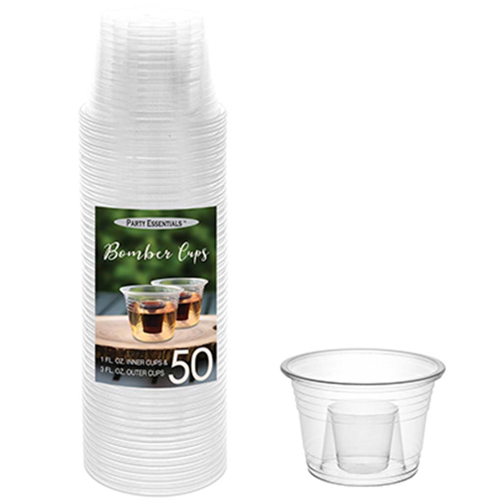 Clear Bomber Cup Hard Plastic 50ct