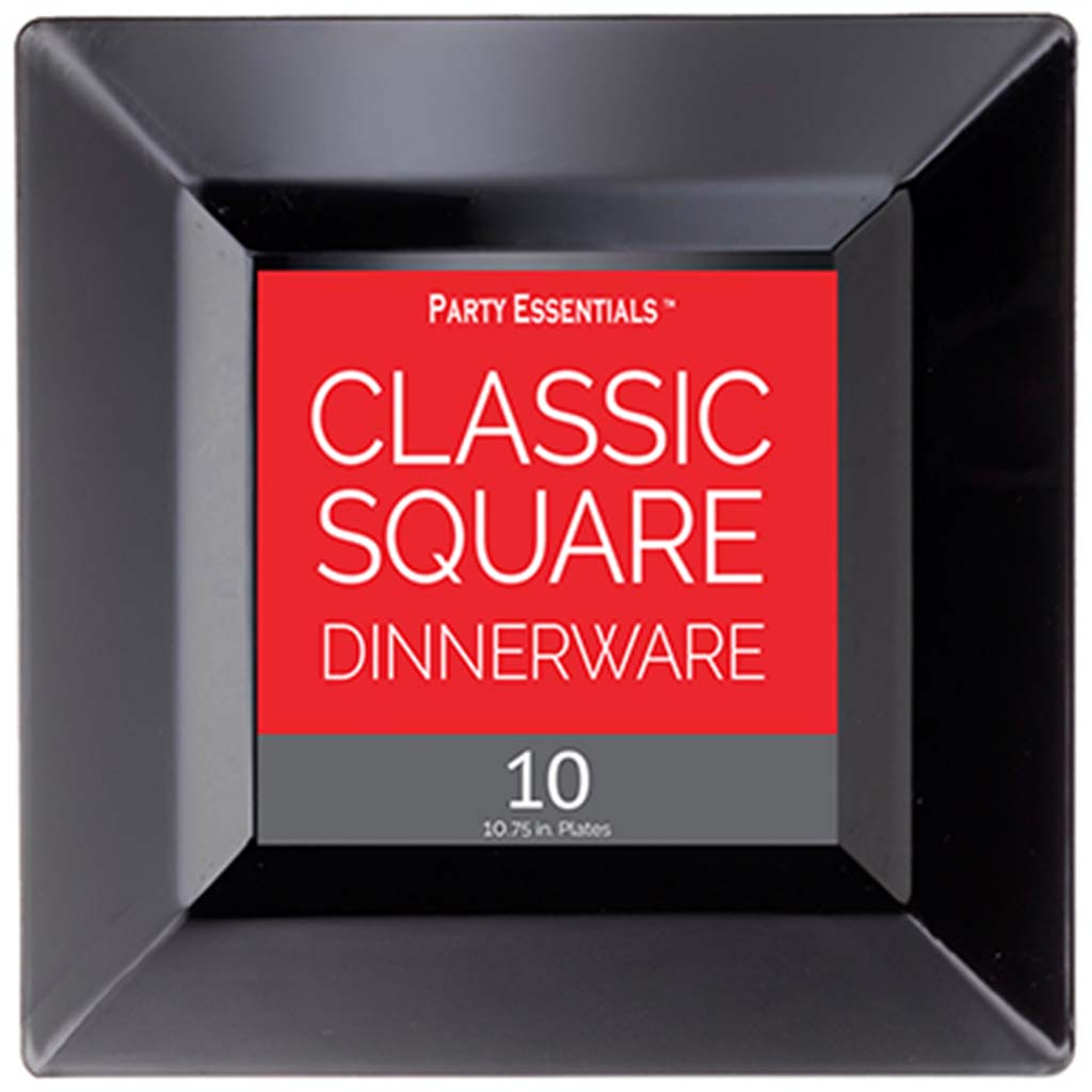 Black Classic Square Plates 10.75in, 10ct