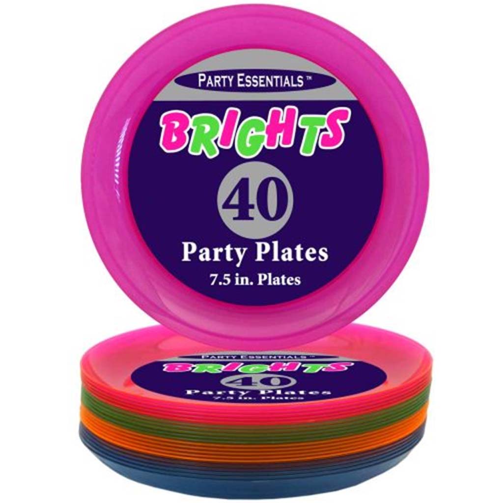 Assorted Neon Party Plate 7.5in, 40ct