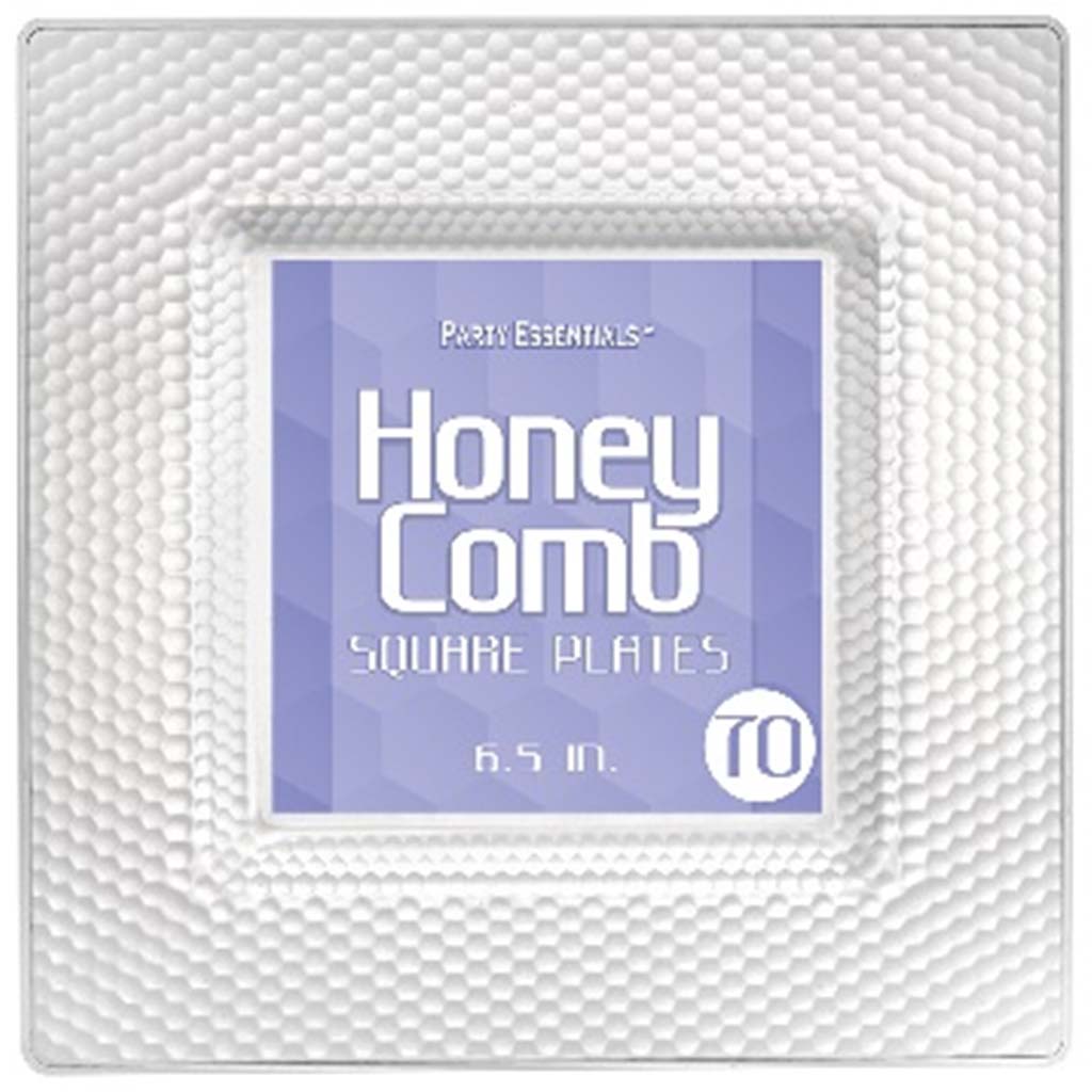 Clear Honeycomb Square Plates, 6.5in
