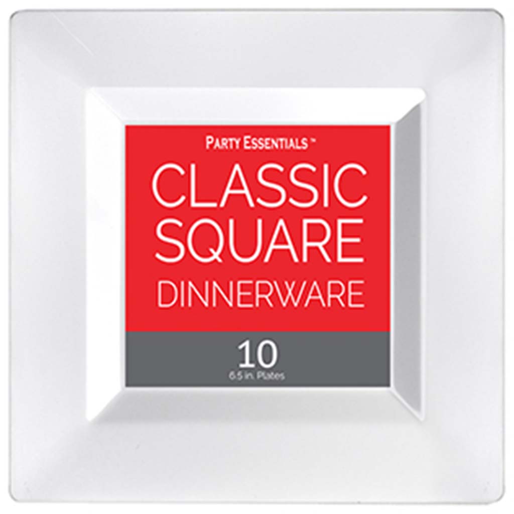 White Classic Square Plates, 6.5in