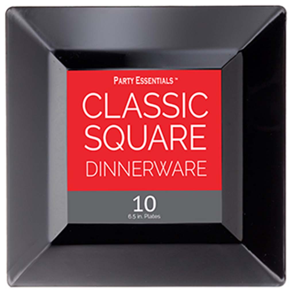 Black Classic Square Plates, 6.5in