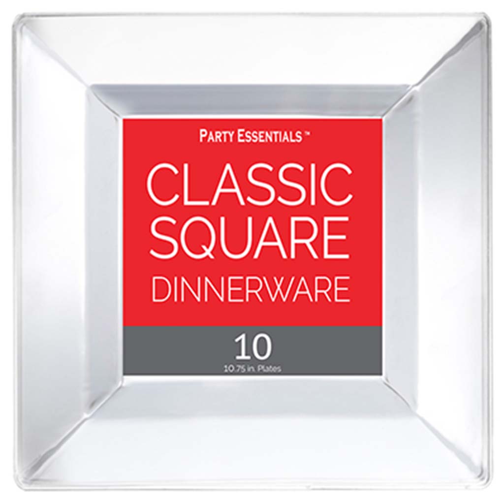 Clear Classic Square Plates 10.75in