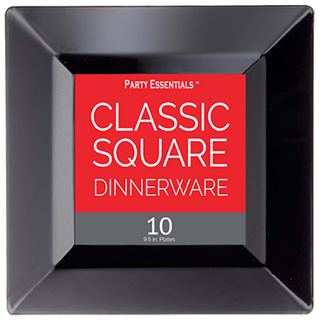 Black Classic Square Plates 9.5in