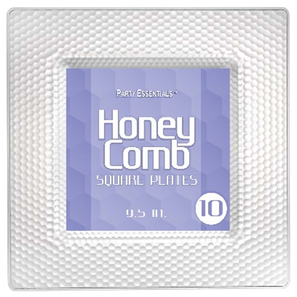 Clear Honeycomb Square Plates, 9.5in