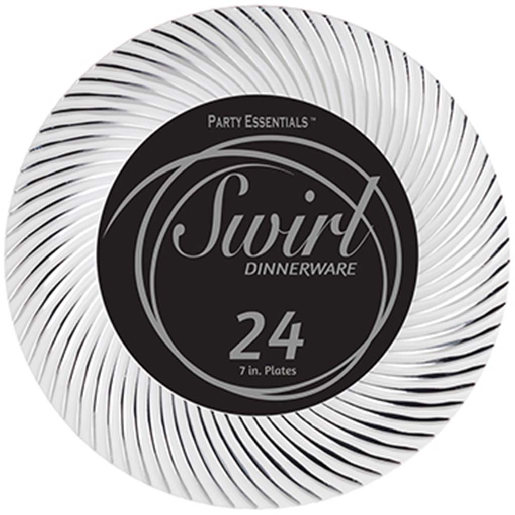 White/Silver Swirl Plates 7in