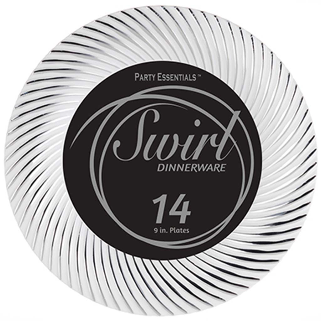 White/Silver Swirl Plates 9in