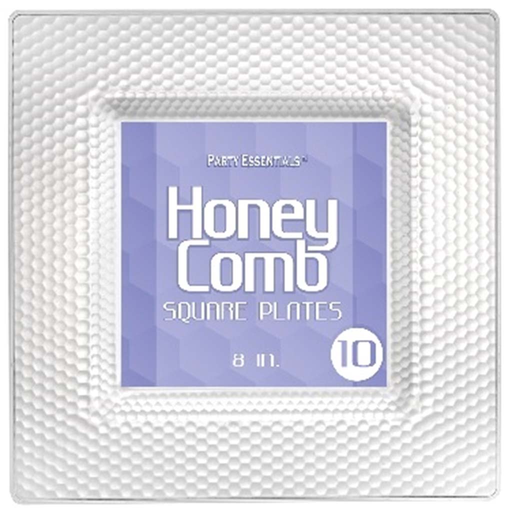 Clear Honeycomb Square Plates 8in