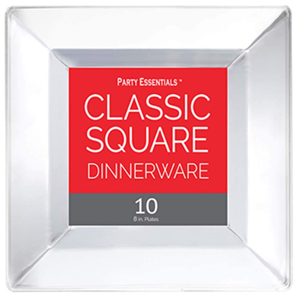 Clear Classic Square Plates 8in